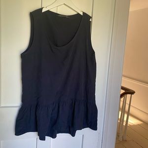 Zara Navy Peplum Tank Top